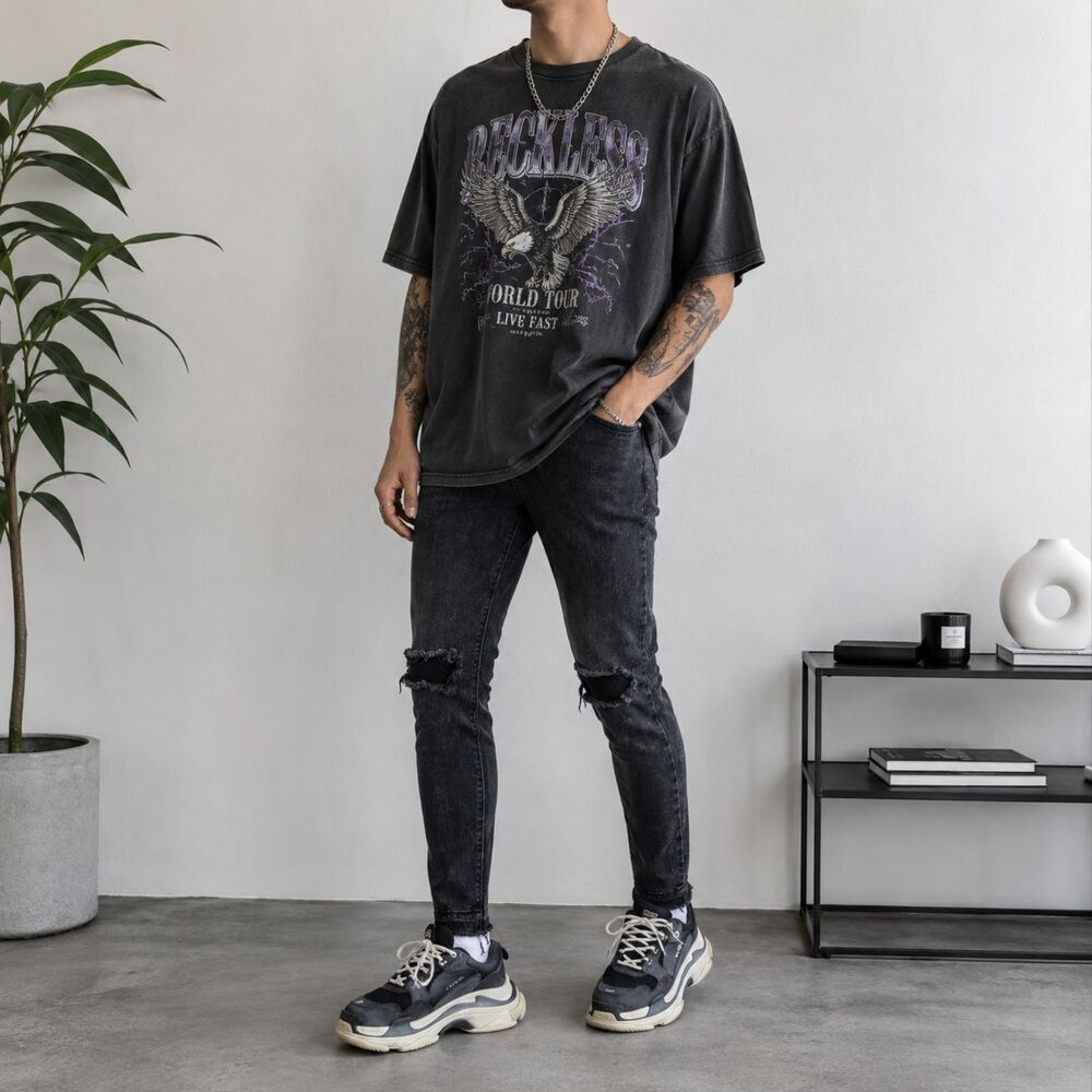 Arizona Jean Co Black Ripped Skinny Jeans Men’s 32x32 Distressed Denim